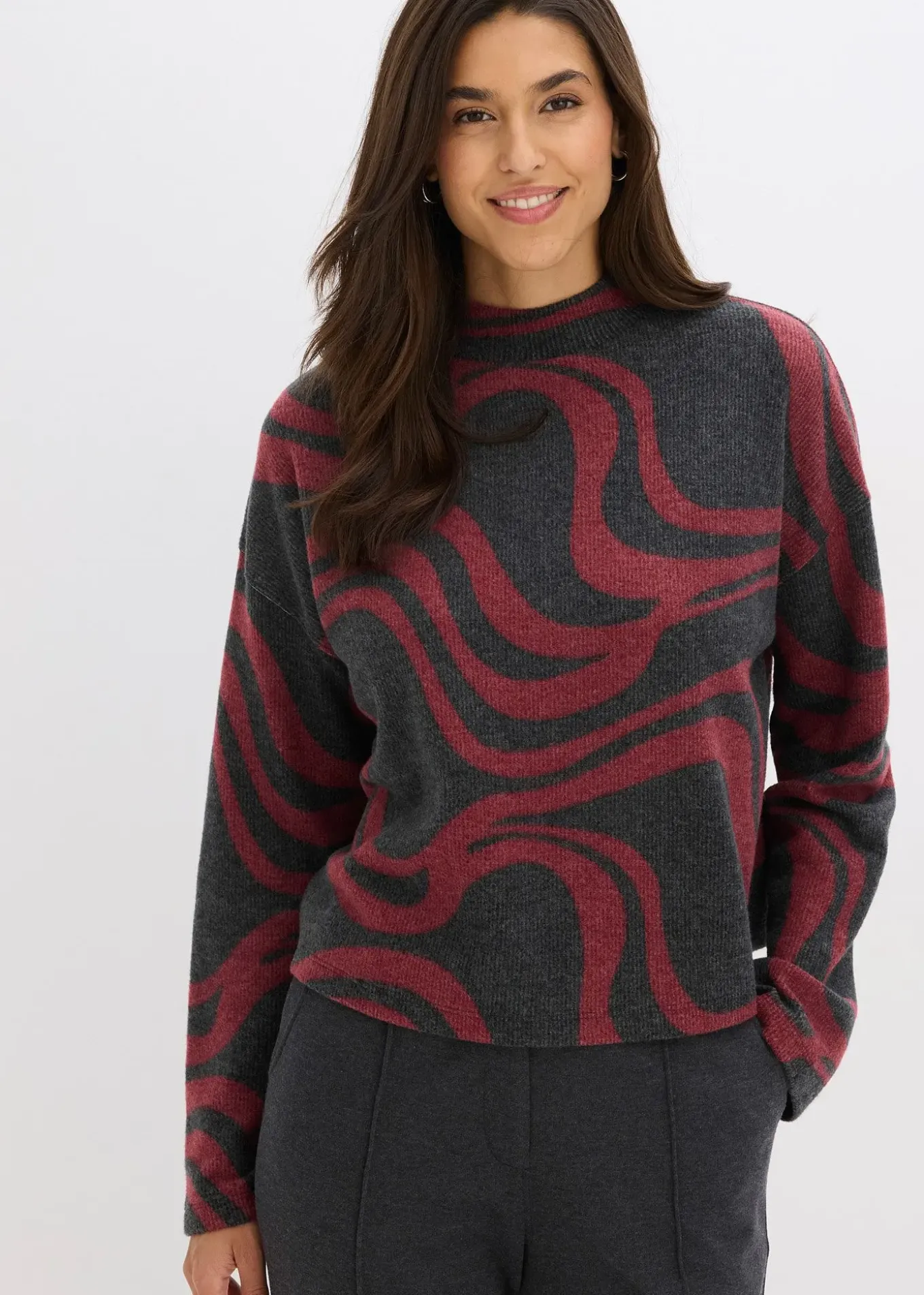 T-shirt manches longues en tissu côtelé douillet