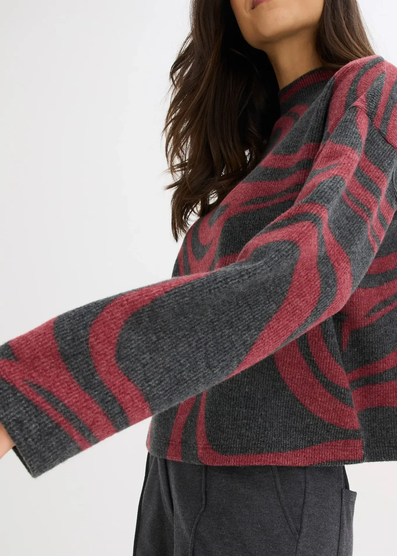 T-shirt manches longues en tissu côtelé douillet