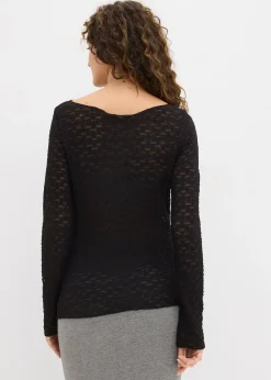 T-shirt manches longues en dentelle