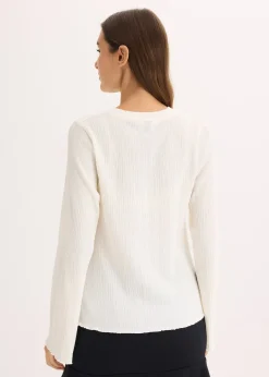 T-shirt manches longues en crêpe texturé