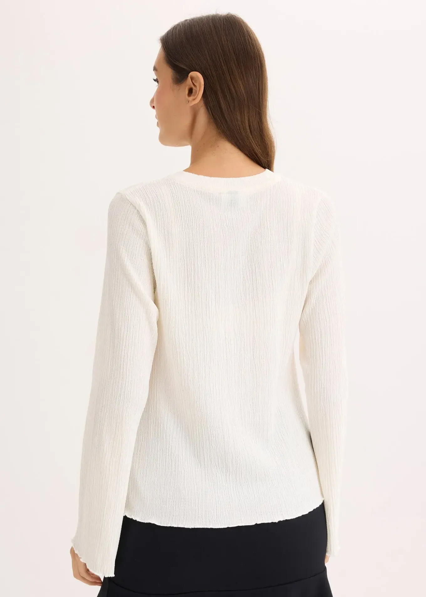 T-shirt manches longues en crêpe texturé