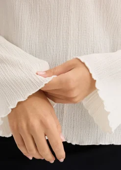 T-shirt manches longues en crêpe texturé