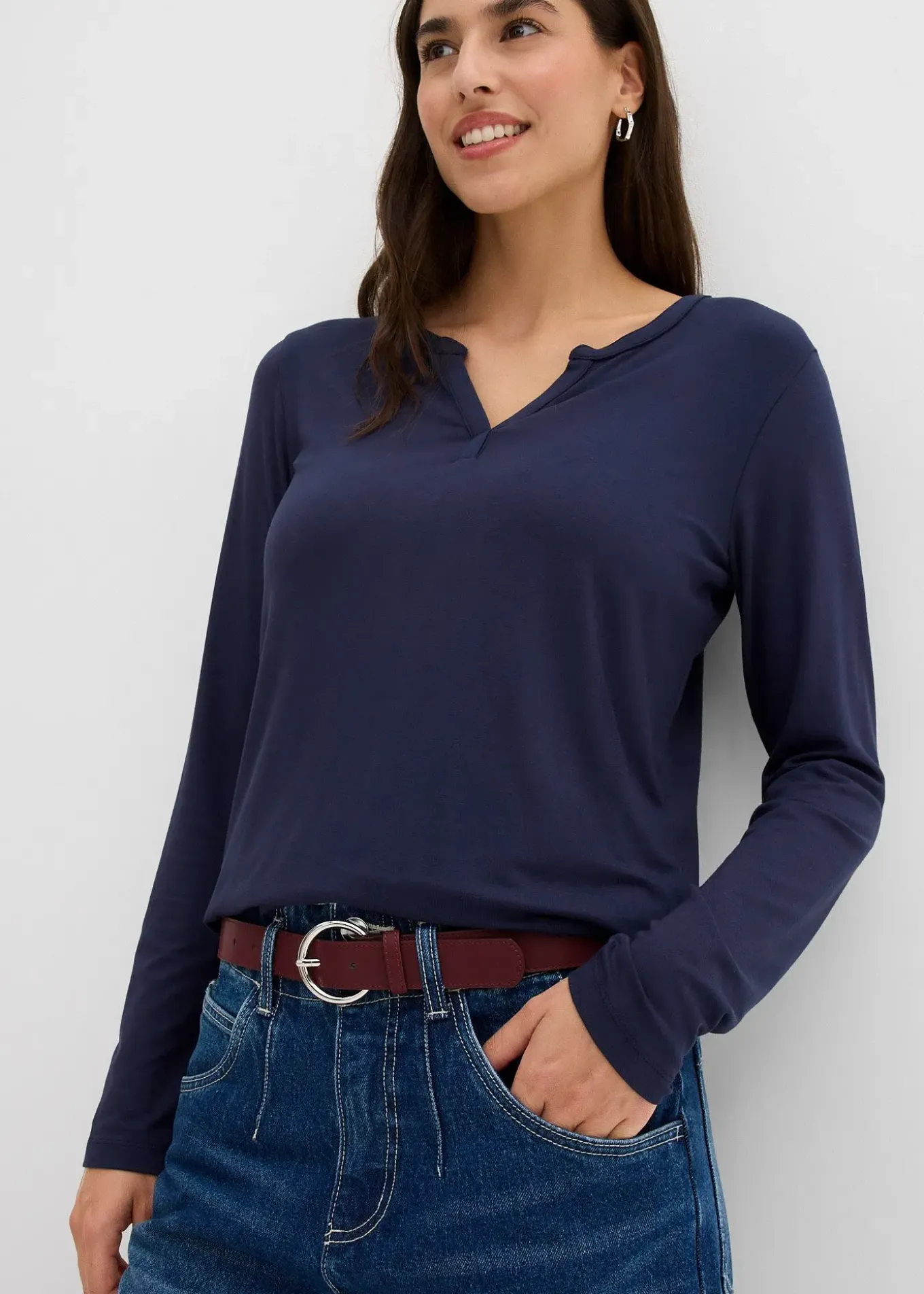 T-shirt manches longues en viscose extensible