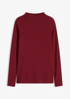 T-shirt manches longues en matière côtelée