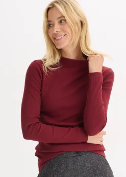 T-shirt manches longues en matière côtelée