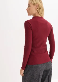 T-shirt manches longues en matière côtelée