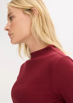 T-shirt manches longues en matière côtelée