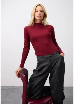 T-shirt manches longues en matière côtelée