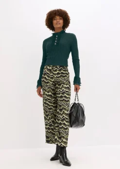 T-shirt manches longues en fine maille avec volants en mousseline