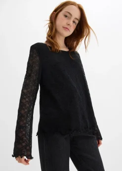 T-shirt manches longues en dentelle