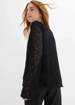 T-shirt manches longues en dentelle