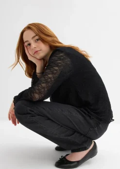 T-shirt manches longues en dentelle