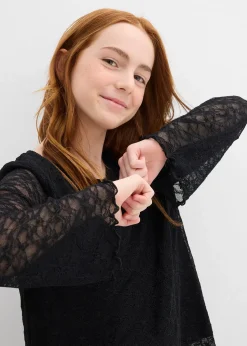 T-shirt manches longues en dentelle