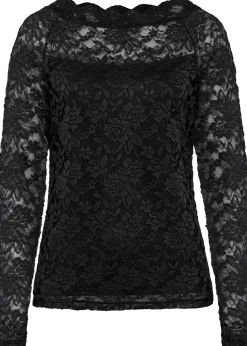 T-shirt manches longues en dentelle