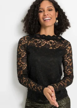 T-shirt manches longues en dentelle