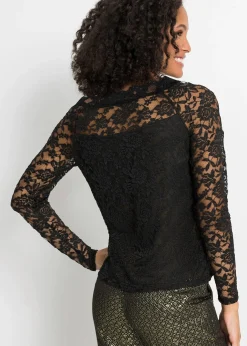 T-shirt manches longues en dentelle