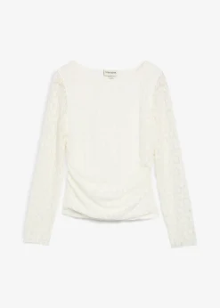 T-shirt manches longues en dentelle