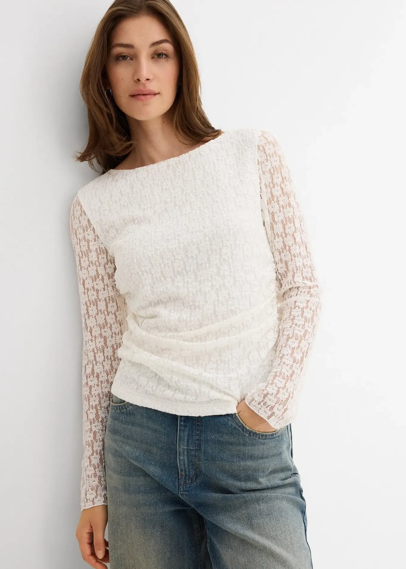 T-shirt manches longues en dentelle