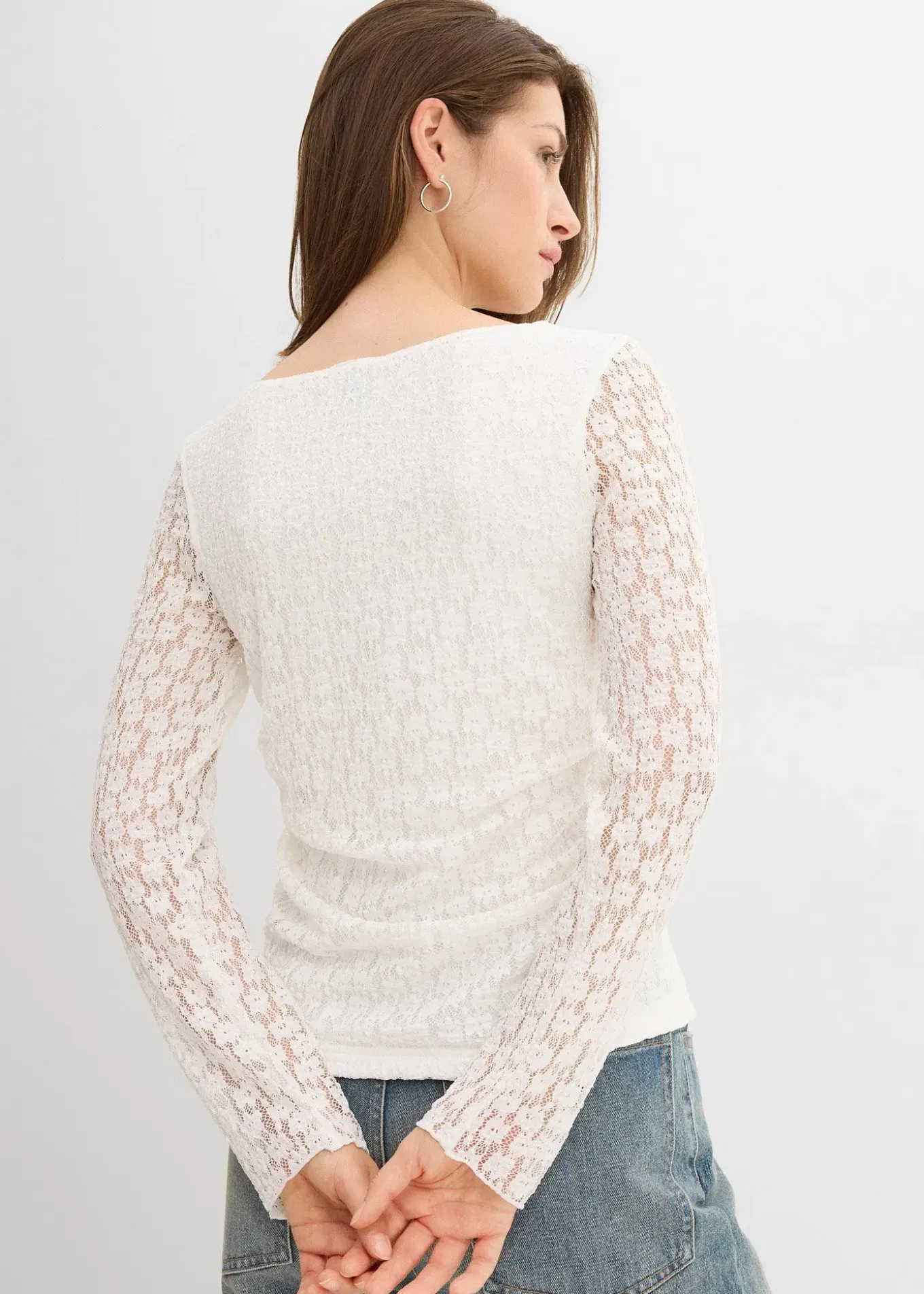 T-shirt manches longues en dentelle