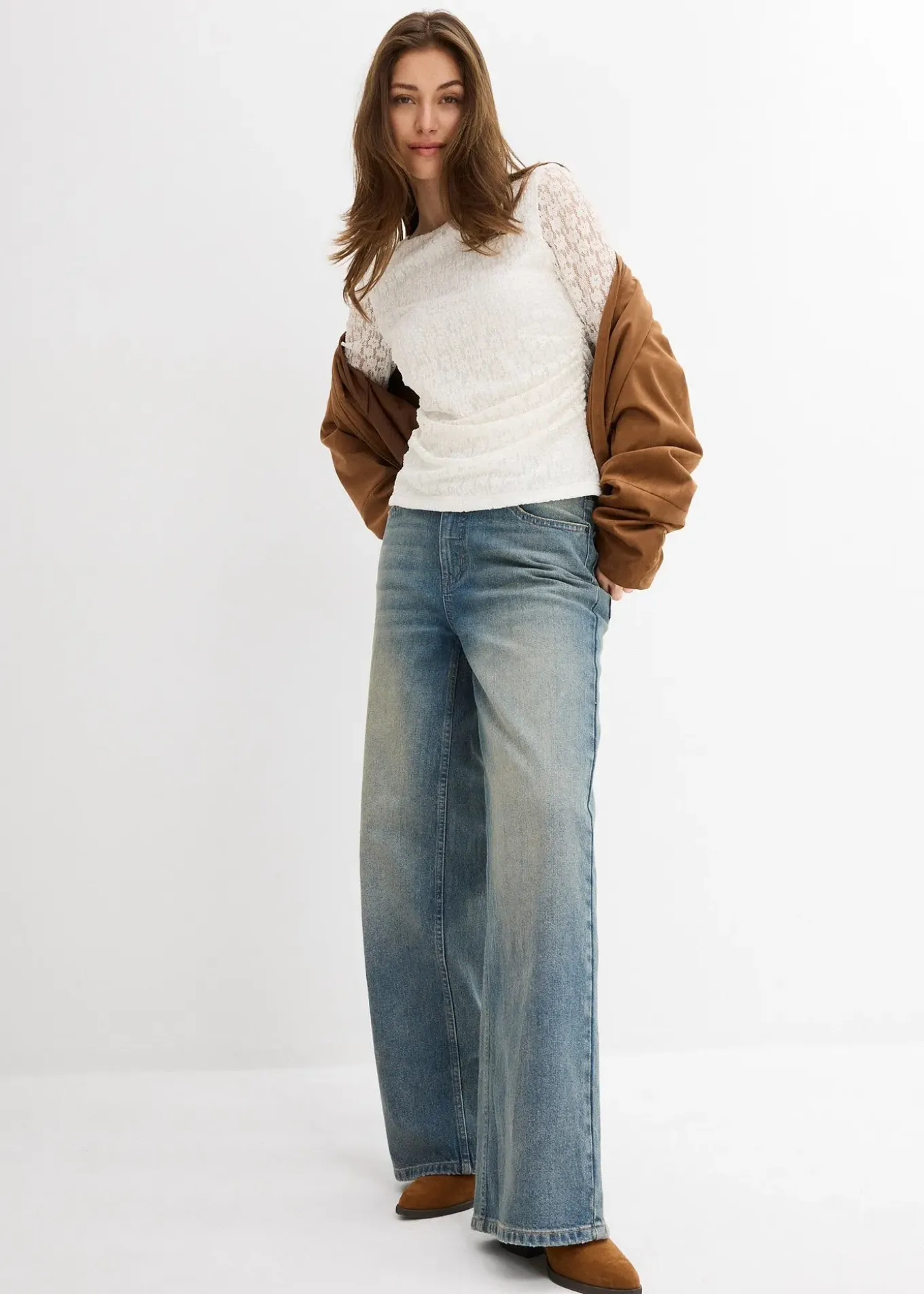 T-shirt manches longues en dentelle