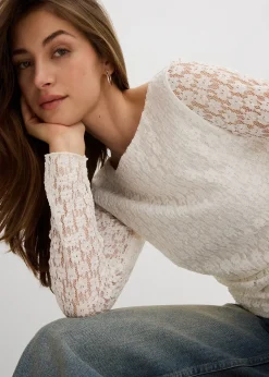 T-shirt manches longues en dentelle