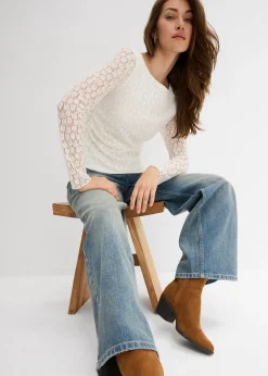 T-shirt manches longues en dentelle