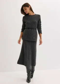 T-shirt manches longues en maille avec ceinture à nouer