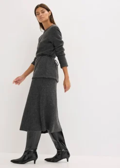 T-shirt manches longues en maille avec ceinture à nouer