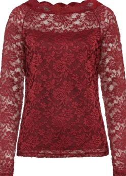 T-shirt manches longues en dentelle