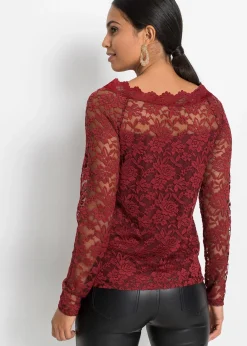 T-shirt manches longues en dentelle