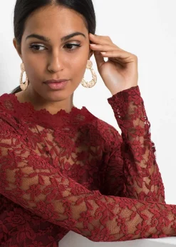 T-shirt manches longues en dentelle