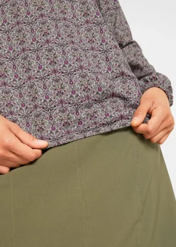 T-shirt manches longues imprimé avec col Henley