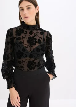 T-shirt manches longues légèrement transparent