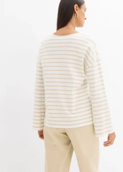 T-shirt manches longues rayé en coton