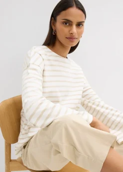 T-shirt manches longues rayé en coton