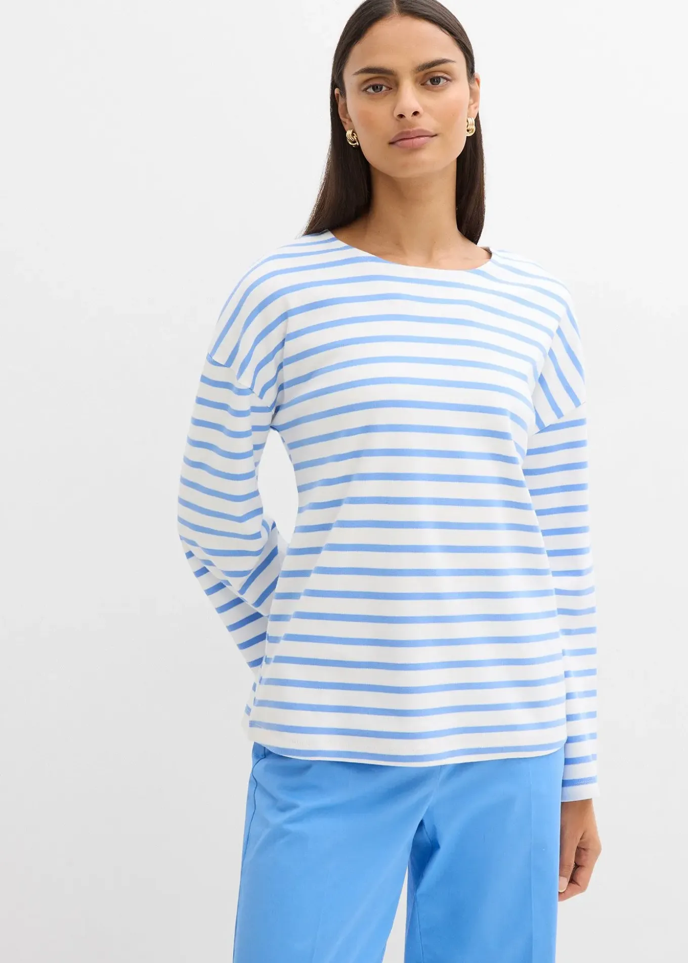 T-shirt manches longues rayé en coton