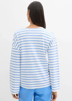 T-shirt manches longues rayé en coton
