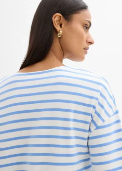 T-shirt manches longues rayé en coton