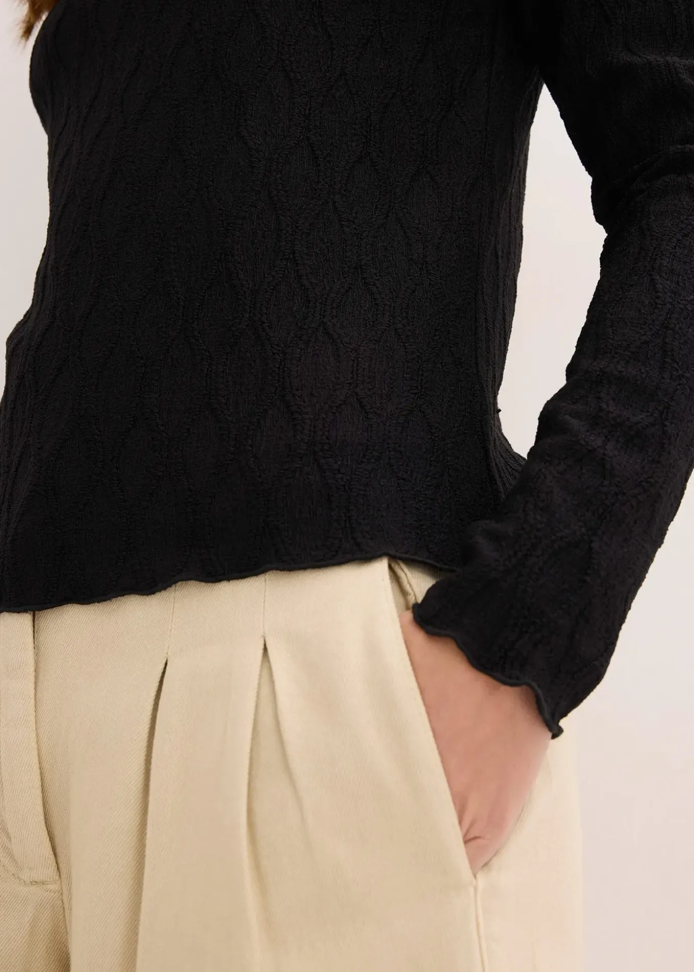 T-shirt manches longues texturé