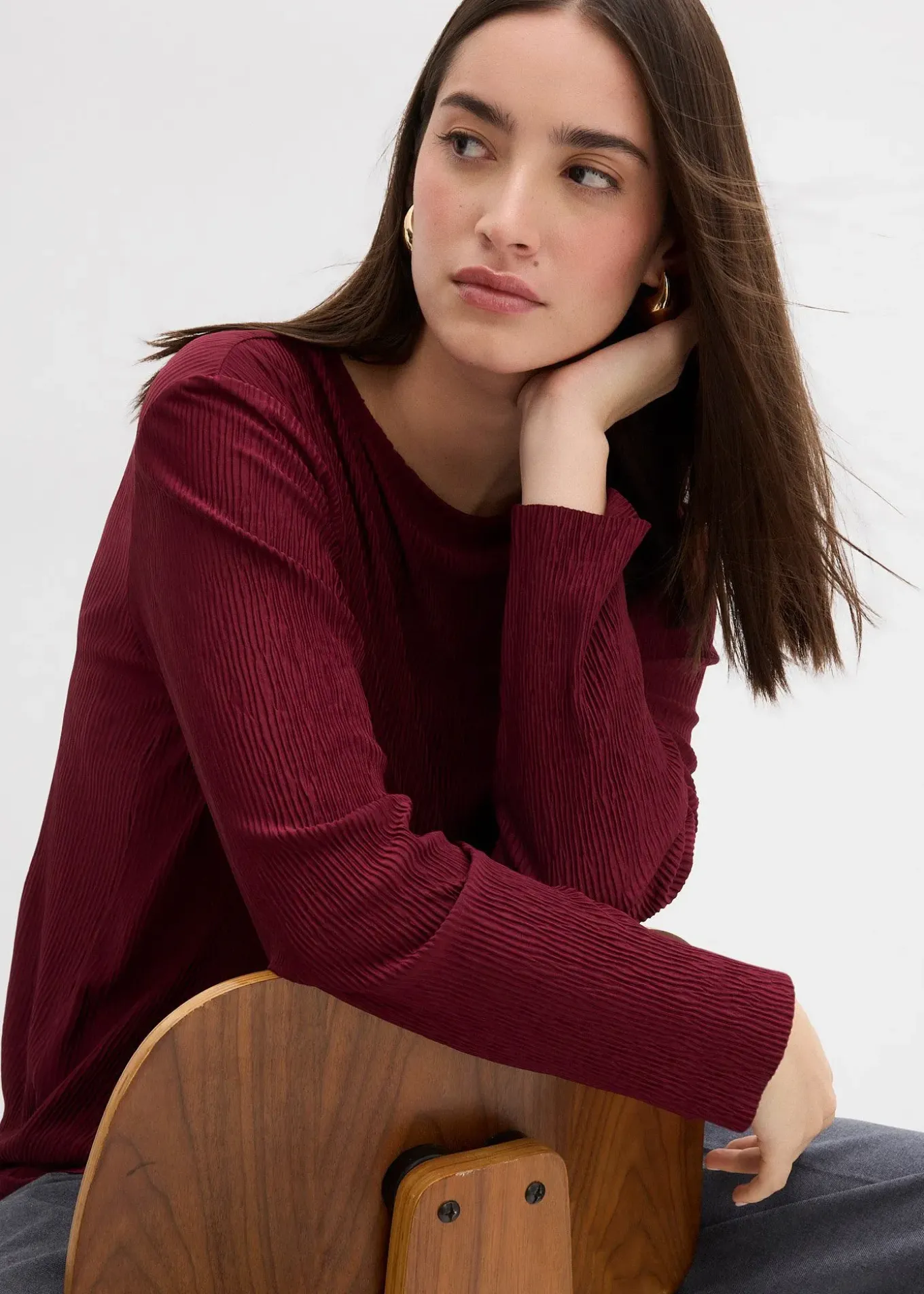 T-shirt manches longues texturé