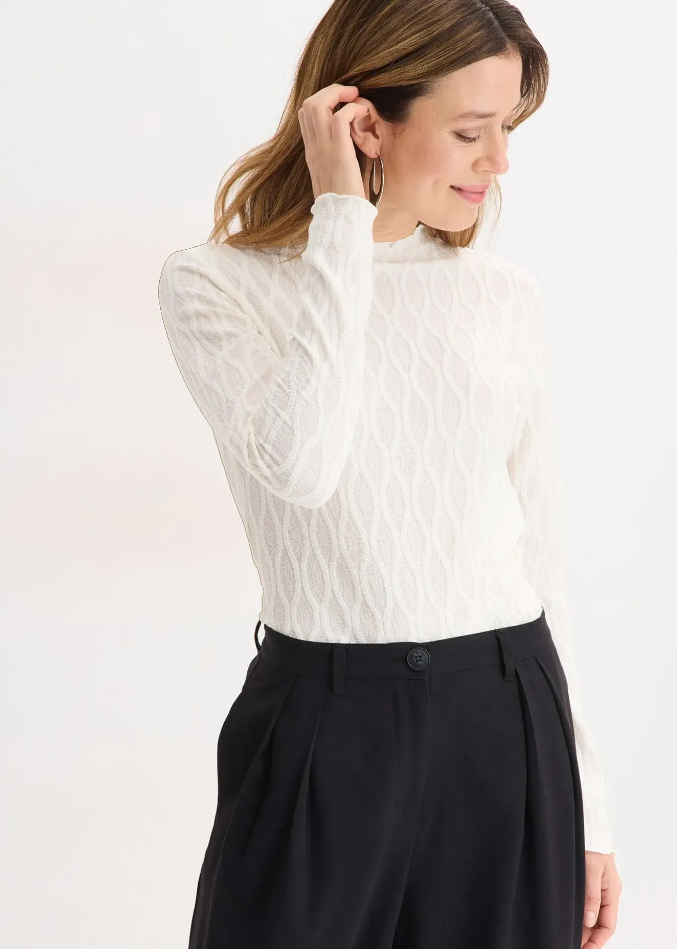 T-shirt manches longues texturé