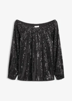 T-shirt oversize à sequins encolure Bardot