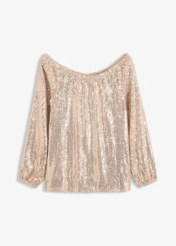 T-shirt oversize à sequins encolure Bardot