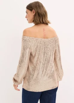 T-shirt oversize à sequins encolure Bardot