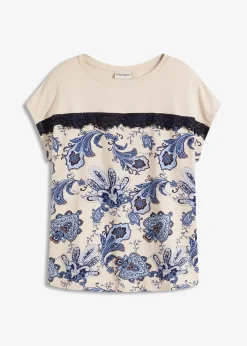 T-shirt oversize avec un galon de dentelle