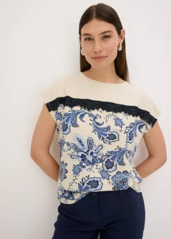 T-shirt oversize avec un galon de dentelle