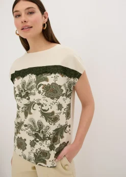 T-shirt oversize avec un galon de dentelle