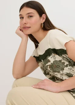 T-shirt oversize avec un galon de dentelle