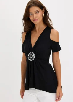 T-shirt épaules nues en mesh