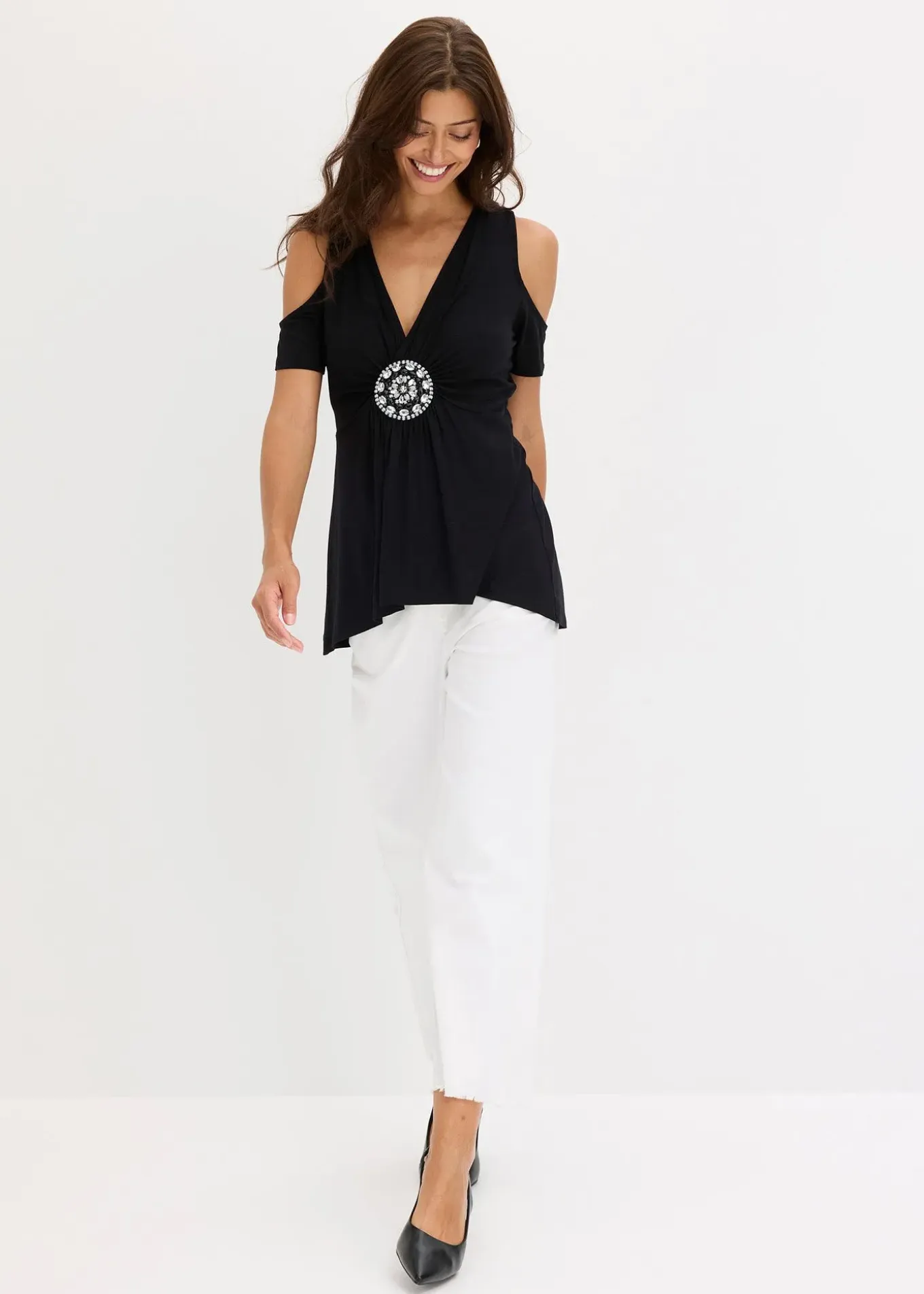 T-shirt épaules nues en mesh